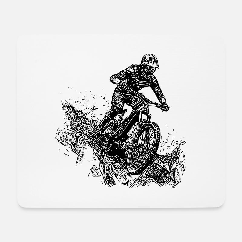 Radfahrer Mountainbiker Regen Schlamm Abfahrt - Mousepad (Querformat) - Weiß
