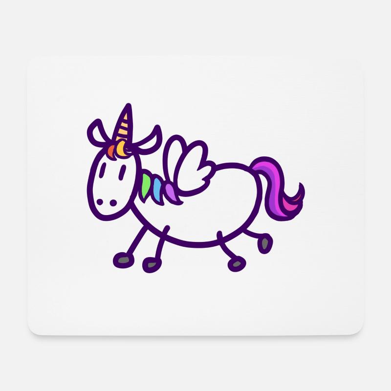 Buntes, fliegendes Einhorn - Mousepad (Querformat) - Weiß