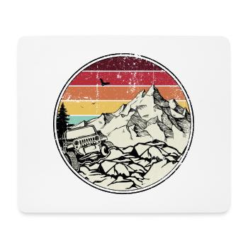 Rainbow Sunset Mountain Offroad Jeep - Mouse Pad (horizontal) - white - Front
