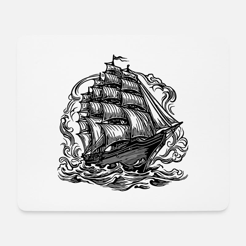 Altes Kreuzfahrtschiff Elegantes Segelschiff - Mousepad (Querformat) - Weiß