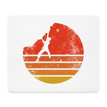 Wanderer bei Retro Sunset - Mousepad (Querformat) - Weiß - Vorne