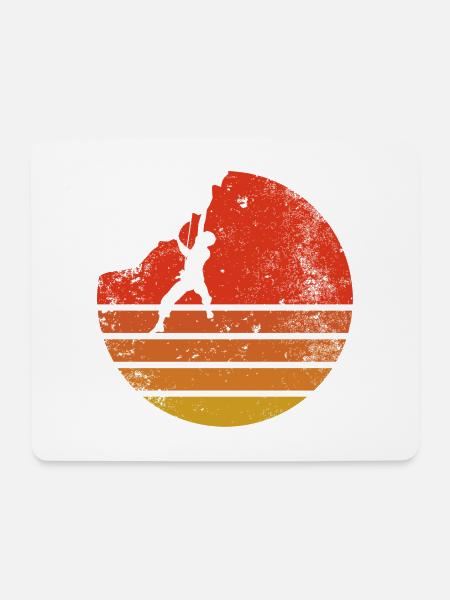 Randonneur au Retro Sunset - Tapis de souris (format paysage) - blanc