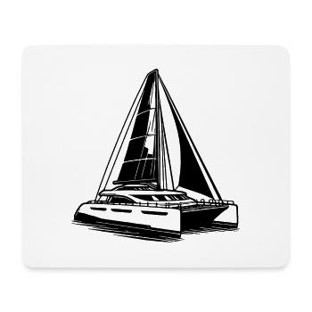 Sport Catamaran Double Hull Sailboat with Sails - Mouse Pad (horizontal) - white - Front