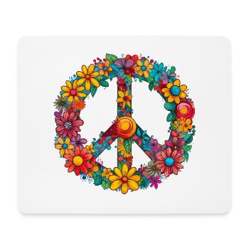 Peace Sign Floral Hippie Flower Festival für - Mousepad (Querformat) - Weiß - Vorne