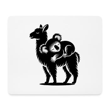 Lustiges Lama mit chillendem Koala auf dem Rücken - Mousepad (Querformat) - Weiß - Vorne