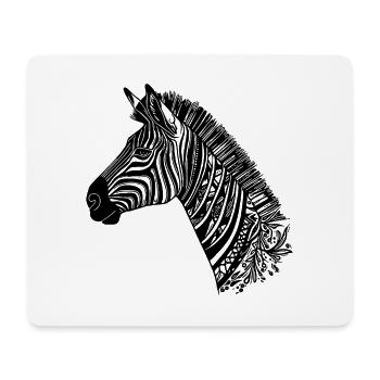 Lignes de style de tatouage de tête de zèbre - Tapis de souris (format paysage) - blanc - Devant