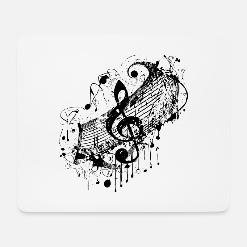 Vintage Musik Notenschlüssel im Tattoo Style - Mousepad (Querformat) - Weiß