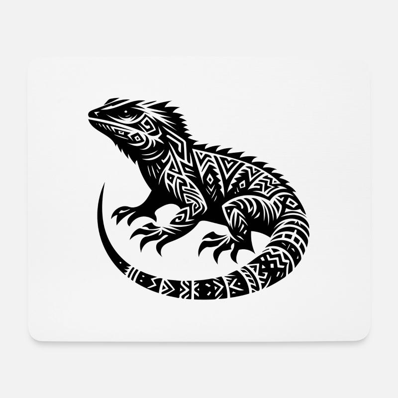 Bartagame Tribal Tattoo Style Verkleidung - Mousepad (Querformat) - Weiß