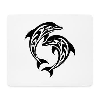 Tribal Tattoo Springende Delfine - Mousepad (Querformat) - Weiß - Vorne