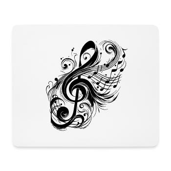 Clé de musique vintage avec des Notes sauvages - Tapis de souris (format paysage) - blanc - Devant