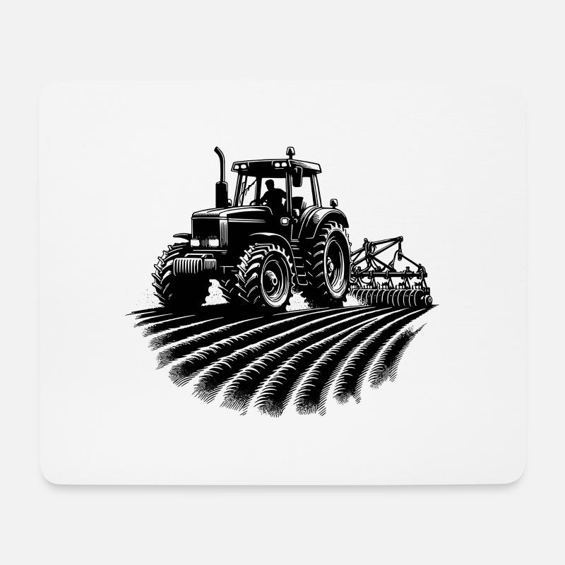 Traktor Feld Schlepper Landmaschinen Feldarbeit - Mousepad (Querformat) - Weiß