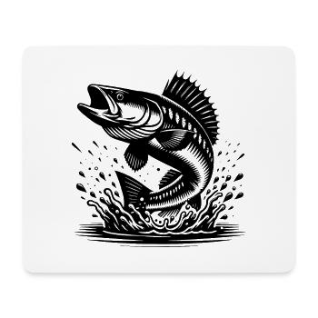 Sportlicher Zander springt aus dem Wasser Splash - Mousepad (Querformat) - Weiß - Vorne