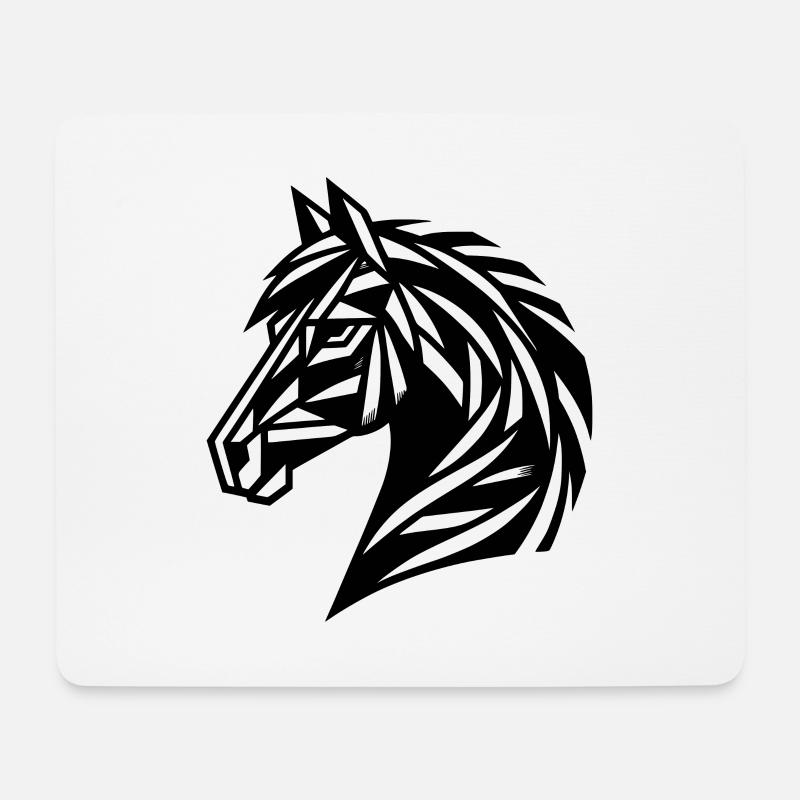 Pferdekopf Porträt Style Geometrisch - Mousepad (Querformat) - Weiß