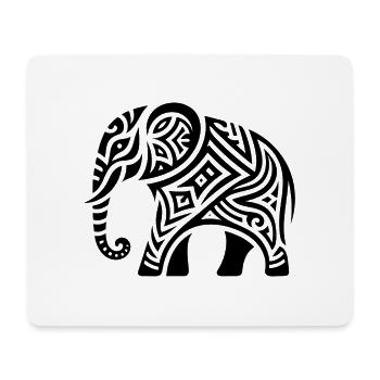 Éléphant Tribal Art tatouage avec de grandes oreilles - Tapis de souris (format paysage) - blanc - Devant