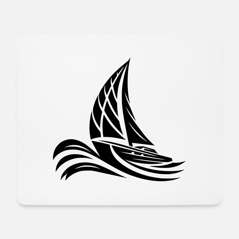 Sportliches Segelboot bei schwerem Wellengang - Mousepad (Querformat) - Weiß