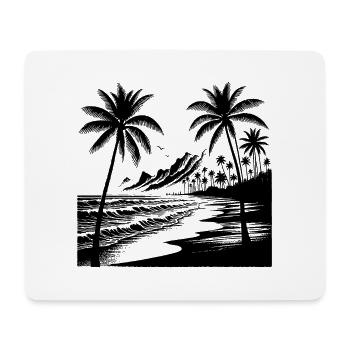 Volcano coast with palm trees, beach and sea - Mouse Pad (horizontal) - white - Front