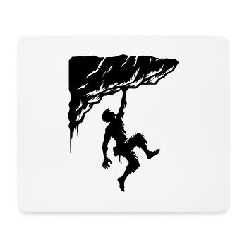 Mann beim Freiklettern am Überhang Felsen - Mousepad (Querformat) - Weiß - Vorne