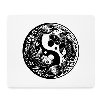 Eleganter Yin und Yang Koi Karpfen Yoga Kreis - Mousepad (Querformat) - Weiß - Vorne