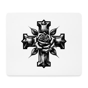 Rose avec des épines sur une croix - Tapis de souris (format paysage) - blanc - Devant