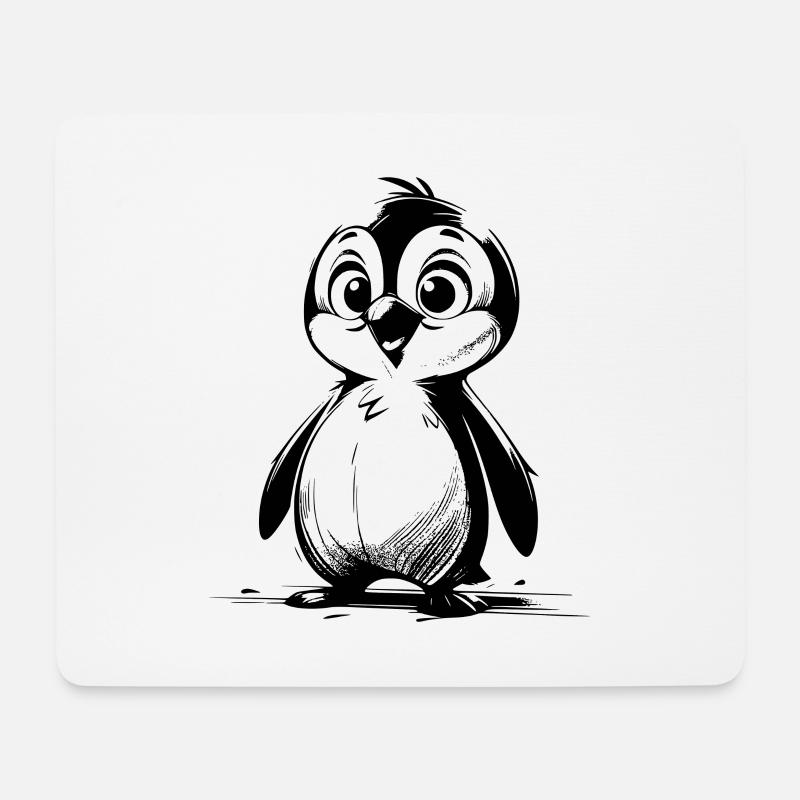 Pinguin Cartoon Pinguine Zeichnung Style - Mousepad (Querformat) - Weiß