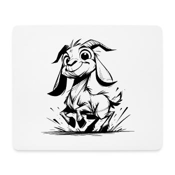 Kleine Kinder Ziege kleines hüpfendes Geißlein - Mousepad (Querformat) - Weiß - Vorne