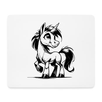 Zauberhaftes lächelndes Einhorn Bleistift Skizze - Mousepad (Querformat) - Weiß - Vorne
