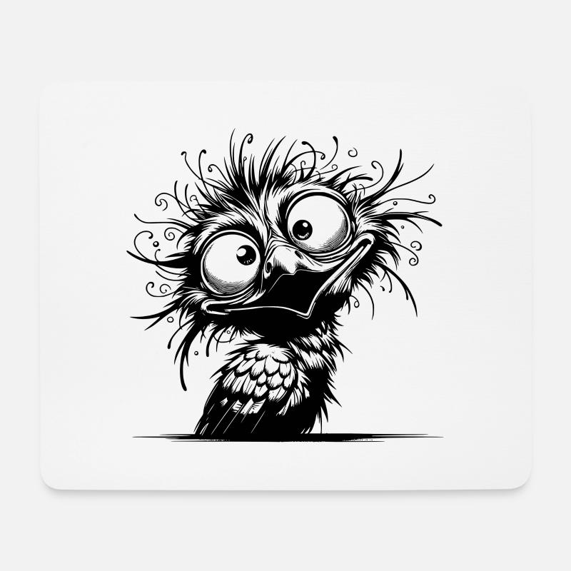 Lustiger schräger verrückter Vogel - Mousepad (Querformat) - Weiß