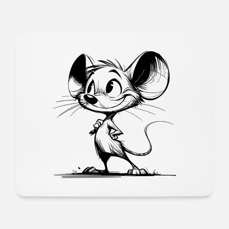Süsse Kinder Maus mit riesigen Augen und Ohren - Mousepad (Querformat) - Weiß