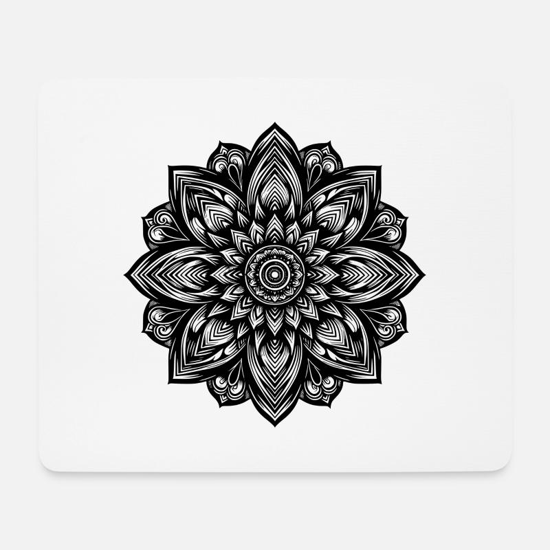 Blumen Mandala Yoga und Gelassenheit Design - Mousepad (Querformat) - Weiß