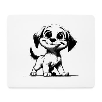 Kinder Welpe Hund mit großen Augen und Ohren - Mousepad (Querformat) - Weiß - Vorne