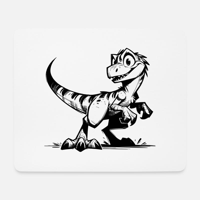 Bissiger Raptor Dinosaurier Spass Skizze - Mousepad (Querformat) - Weiß