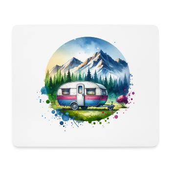 Camping Caravane Montagnes Nature Voyage - Tapis de souris (format paysage) - blanc - Devant