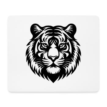 Grimmiger Tattoo Tiger Kopf Zeichnung - Mousepad (Querformat) - Weiß - Vorne