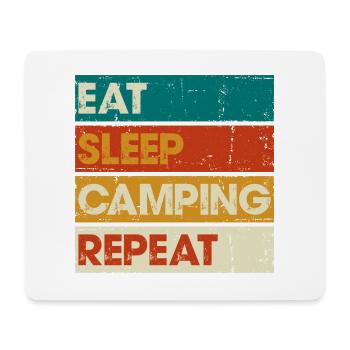 Essen Schlaf Camping Wiederholung Gestreifte Grafik - Mousepad (Querformat) - Weiß - Vorne