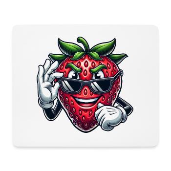 Cool Strawberry Fruit Comic with Sunglasses - Mouse Pad (horizontal) - white - Front