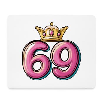 69 Zahl Krone - Mousepad (Querformat) - Weiß - Vorne