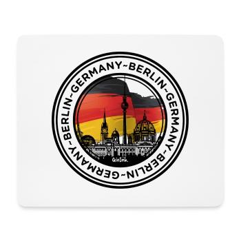 Berliner Skyline mit deutschen Flaggenfarben - Mousepad (Querformat) - Weiß - Vorne