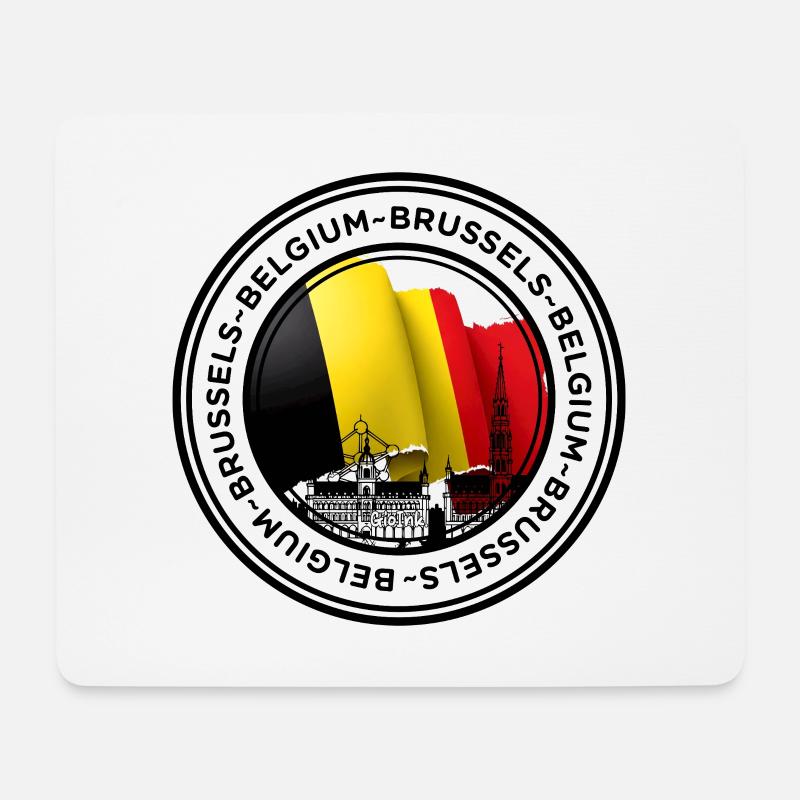 Brüssel Landmark Flagge Illustration - Mousepad (Querformat) - Weiß