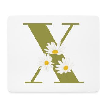 Lettre x vert marguerites - Tapis de souris (format paysage) - blanc - Devant