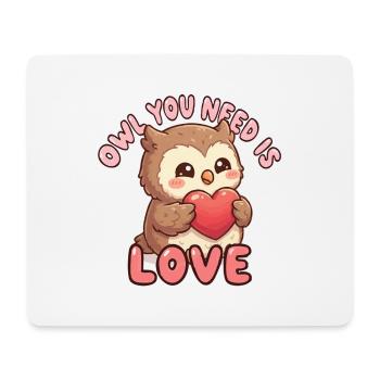 Doux Hibou Amour avec le cœur - Tapis de souris (format paysage) - blanc - Devant