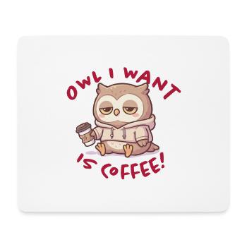 Sweat à capuche Coffee Love Owl Pullover - Tapis de souris (format paysage) - blanc - Devant