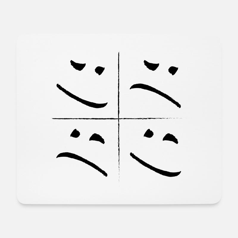 Split Face Sad Good - Mouse Pad (horizontal) - white