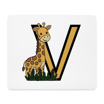Girafe dans la jungle avec un grand V - Tapis de souris (format paysage) - blanc - Devant