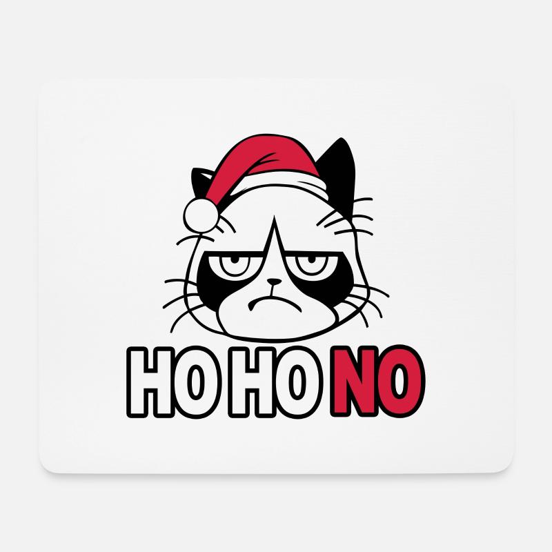 Grumpy Christmas Cat T-shirt - Ho Ho No - Mousepad (Querformat) - Weiß