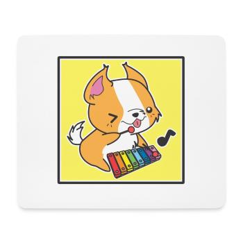 Dog with xylophonist - Mouse Pad (horizontal) - white - Front