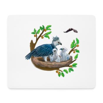 Harpie avec des petits dans le nid et l’aigle - Tapis de souris (format paysage) - blanc - Devant