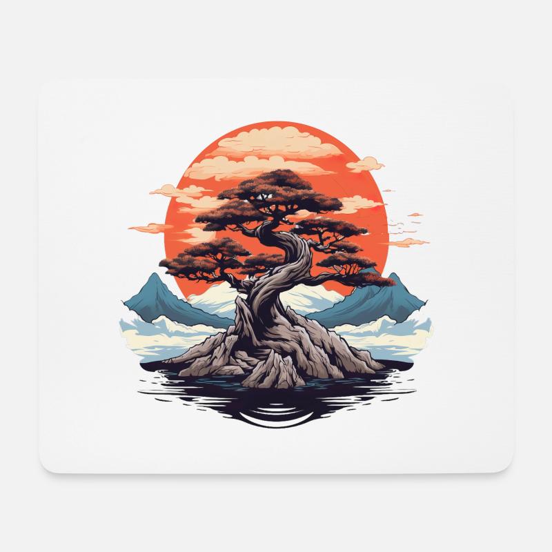 Bonsai Baum Bonsaischale Japanischer Baum - Mousepad (Querformat) - Weiß