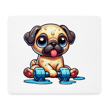 Funny Pug Cartoon Fitness Workout - Mouse Pad (horizontal) - white - Front