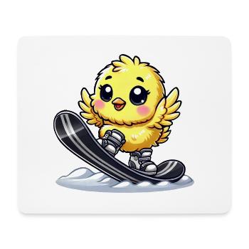 Süßes Huhn Snowboard Cartoon Wintersport - Mousepad (Querformat) - Weiß - Vorne