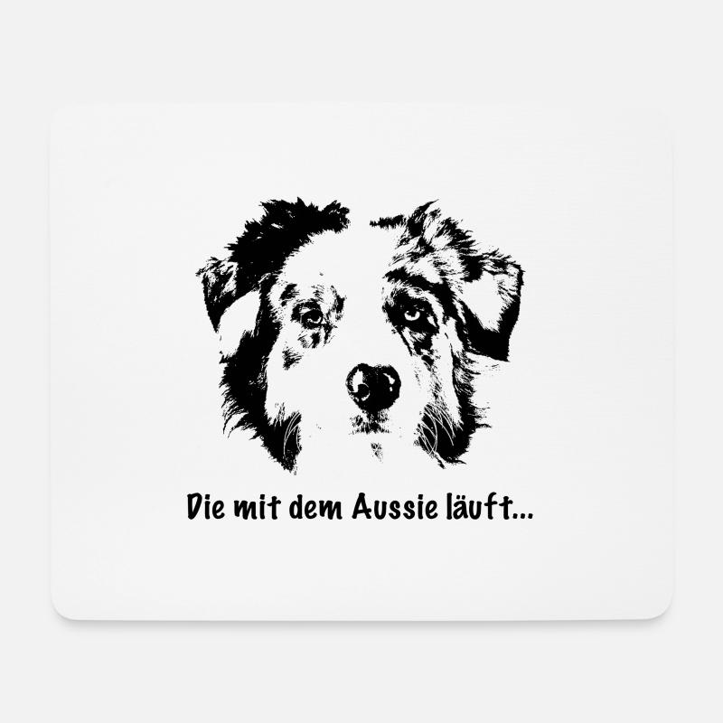 Die mit dem Aussie läuft - Mousepad (Querformat) - Weiß